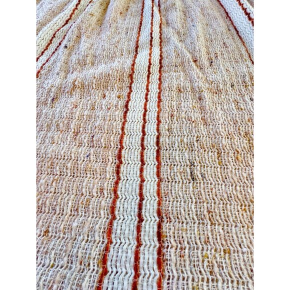 Vintage 70s curtain, tan, rust and brown, thick woven, pleated, for 1 panel - Picture 7 of 10